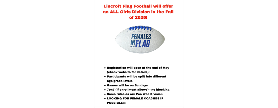Girls Division Coming for the 2025 Fall Season!